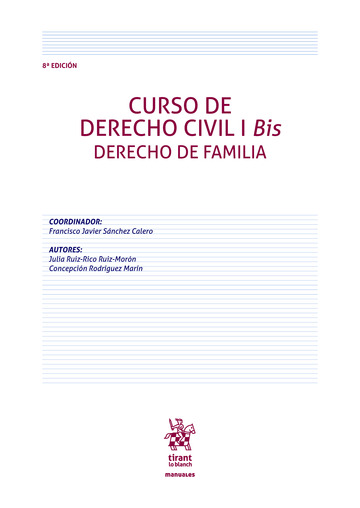 Curso de Derecho Civil I Bis Derecho de Familia 8 Edicin