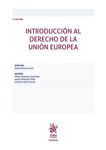 Introduccin al Derecho de la Unin Europea 3 Edicin