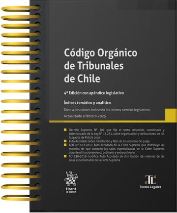 Cdigo Orgnico de Tribunales de Chile 4 Edicin con apndice legislativo. ndices temtico y analtico