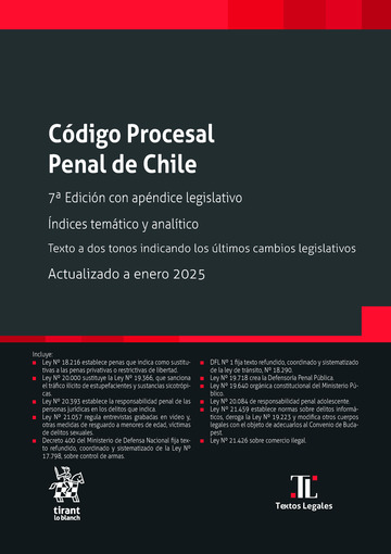 Cdigo Procesal Penal de Chile 7 Edicin con apndice legislativo. ndices temtico y analtico