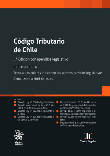 Cdigo Tributario de Chile 5 Edicin con apndice legislativo. ndice analtico