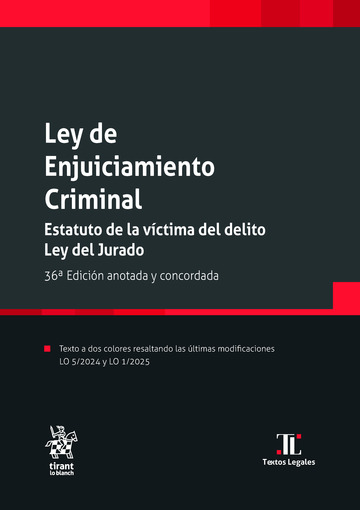 Ley de Enjuiciamiento Criminal Estatuto de la vctima del delito Ley del Jurado 36 Edicin anotada y concordada