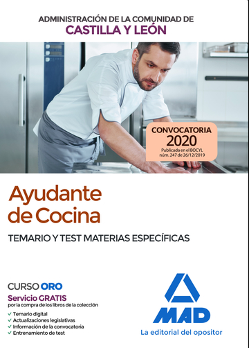 Ayudante de Cocina de la Administracin de la Comunidad de Castilla y Len. Temario y test materias especficas
