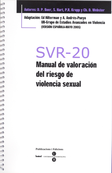 SVR-20 - Manual de valoracin del riesgo de violencia sexual + Bloc protocolos de 25 hojas