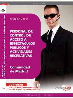 Personal de control de acceso a espectculos pblicos y actividades recreativas de la Comunidad de Madrid. Temario y test