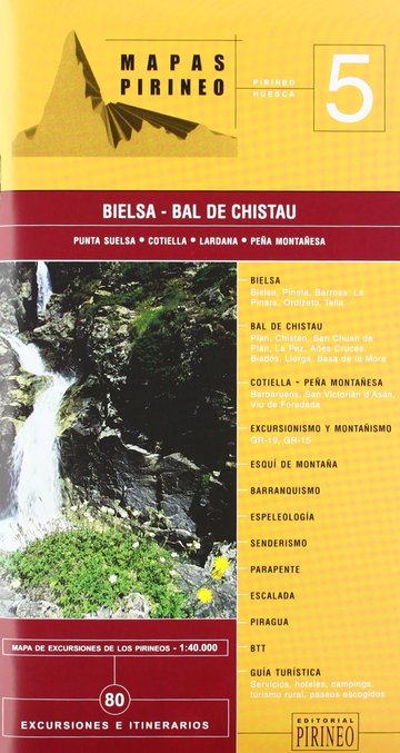 Mapa gua excursionista del valle de Bielsa y Chistau