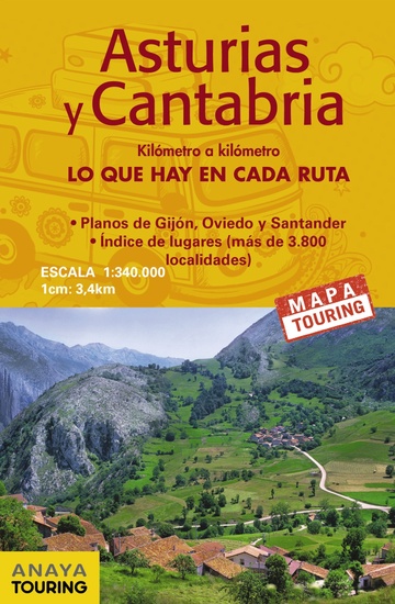 Mapa de carreteras asturias y cantabria (desplegable), escala 1:340.000