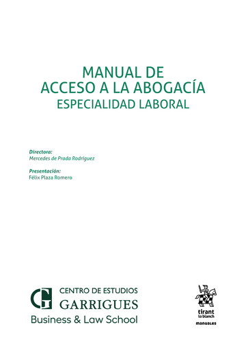Manual de acceso a la abogaca. Especialidad laboral