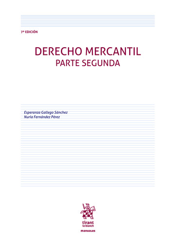 Derecho Mercantil Parte segunda 7� Edici�n